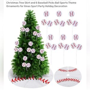 Baseball Christmas Tree Skirt and Ornaments